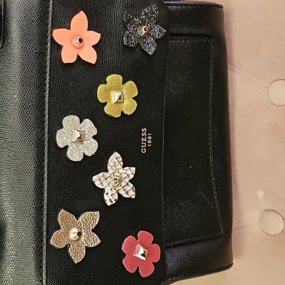 Guess Black Purse with Flowers - Picture 2 of 5